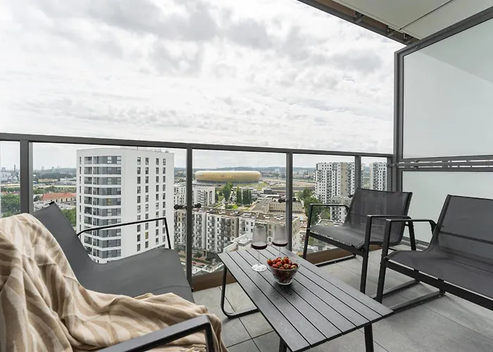 Apartment Panorama Baltica - Stylish 15th Floor With Rooftop Terrace Near The Sea And Polsat Arena Stadion Stadium Free Parking Letnica