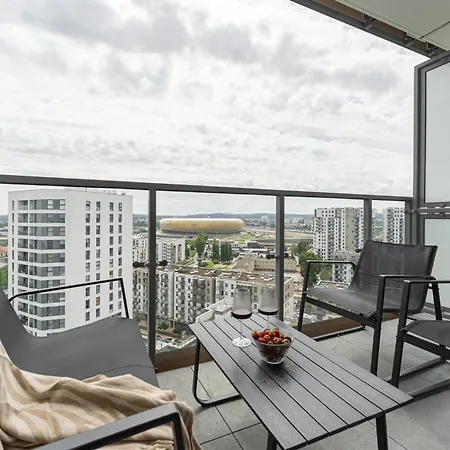 아파트 Panorama Baltica - Stylish 15th Floor With Rooftop Terrace Near The Sea And Polsat Arena Stadion Stadium Free Parking Letnica